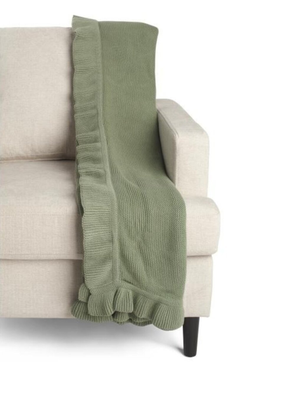 KASSATEX Pure Cotton Cozy Knit Ruffle Throw